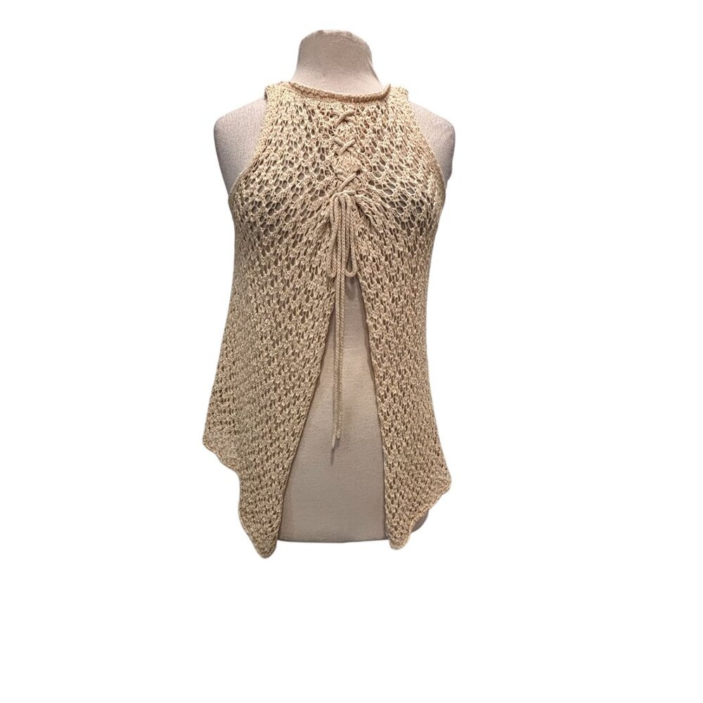 Urban Outfitters Crochet Knit Tank Boho Festival Beach Cover Up Top L - Picture 2 of 8